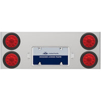 33 3/4" Stainless Steel Rear Center Panel w/ 4 X 10 LED 4" Lights & Grommets - Red LEDs (Red or Clear Lens)