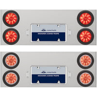 33 3/4" Stainless Steel Rear Center Panel w/ 4 X 10 LED 4" Lights & Grommets - Red LEDs (Red or Clear Lens)