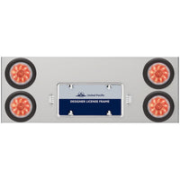 33 3/4" Stainless Steel Rear Center Panel w/ 4 X 10 LED 4" Lights & Grommets - Red LEDs (Red or Clear Lens)