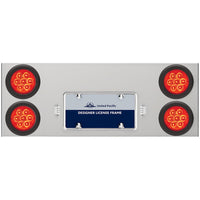 33-3/4" Stainless Rear Center Panel w/ 4 X 7 LED 4" Reflector Lights & Grommets - Red LEDs (Red or Clear Lens)