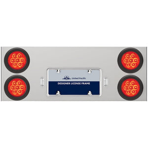 33-3/4" Stainless Rear Center Panel w/ 4 X 7 LED 4" Reflector Lights & Grommets - Red LEDs (Red or Clear Lens)