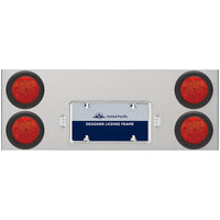33-3/4" Stainless Rear Center Panel w/ 4 X 7 LED 4" Reflector Lights & Grommets - Red LEDs (Red or Clear Lens)