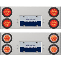 33-3/4" Stainless Rear Center Panel w/ 4 X 7 LED 4" Reflector Lights & Grommets - Red LEDs (Red or Clear Lens)