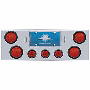 Chrome Rear Center Panel w Four 7 LED 4" Reflector Lights & Three 13 LED 2-1/2" Lights (Red LEDs - Red or Clear Lens)