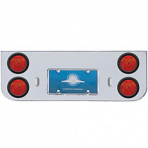 Chrome Rear Center Panel w Four 7 LED 4" Reflector Lights & Grommets (Red LEDs - Red or Clear Lens)