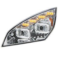 Chrome 10 LED Projector Headlight w/ LED Sequential Turn & DRL For 2018-2024 Cascadia
