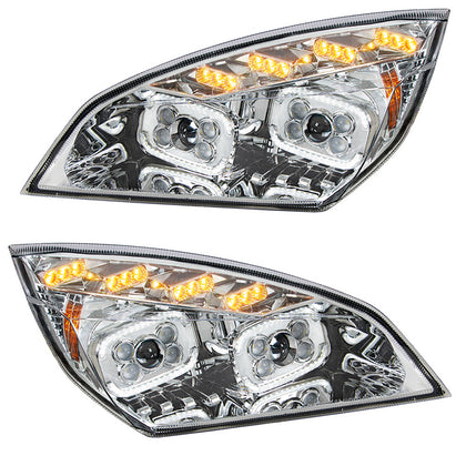 Chrome 10 LED Projector Headlight w/ LED Sequential Turn & DRL For 2018-2024 Cascadia