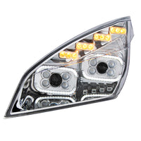 Chrome 10 LED Projector Headlight w/ LED Sequential Turn & DRL For 2018-2024 Cascadia