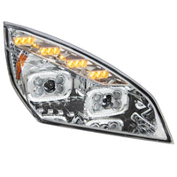 Chrome 10 LED Projector Headlight w/ LED Sequential Turn & DRL For 2018-2024 Cascadia