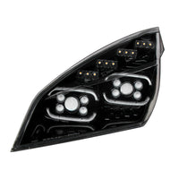 Black 10 LED Projector Headlight With LED Sequential Turn & DRL For 2018-2024 Cascadia (Driver or Passenger Side)