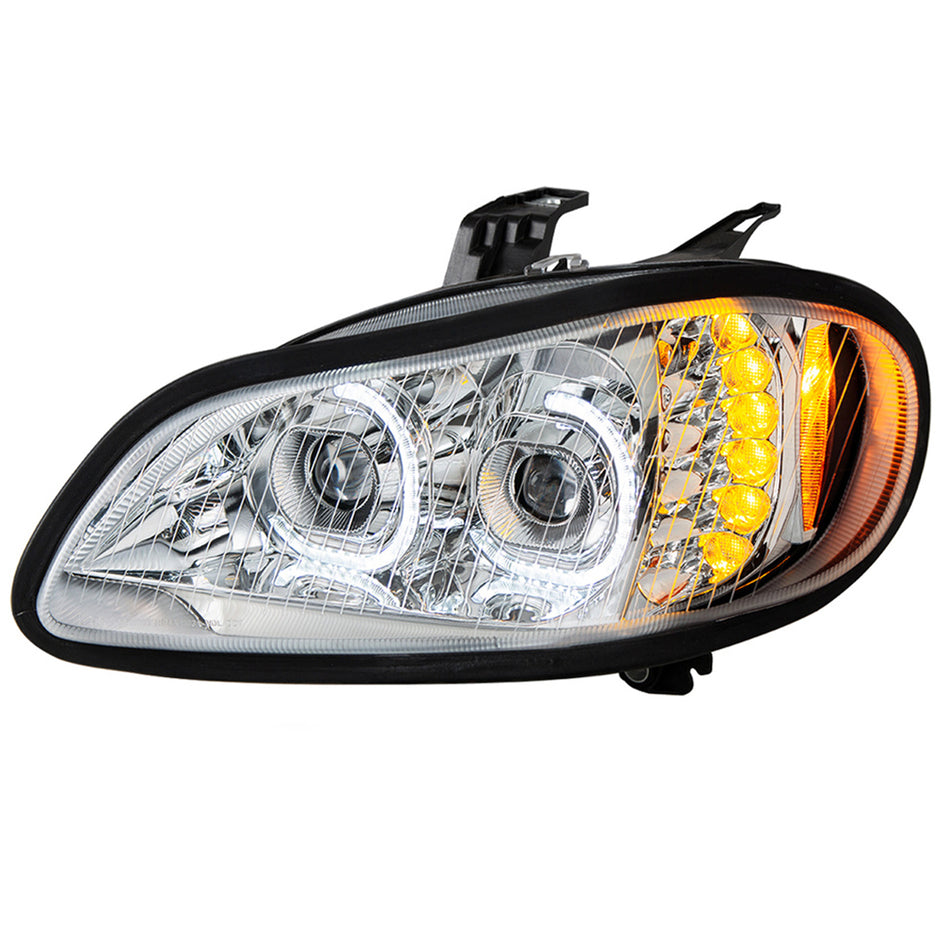 Chrome LED Projection Headlight Assembly For 2003-2024 Freightliner M2 (Driver or Passenger Side)