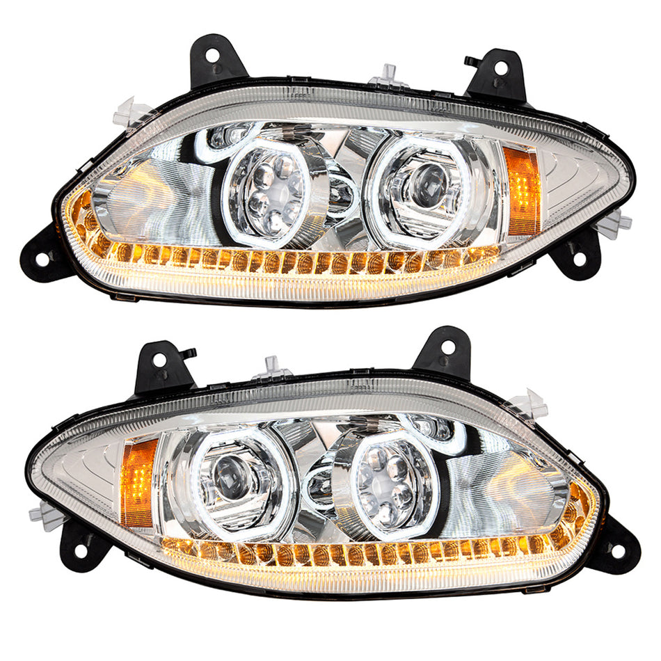 United Pacific - Chrome 17 LED Headlight For 2018-2024 International LT (Driver or Passenger Side)