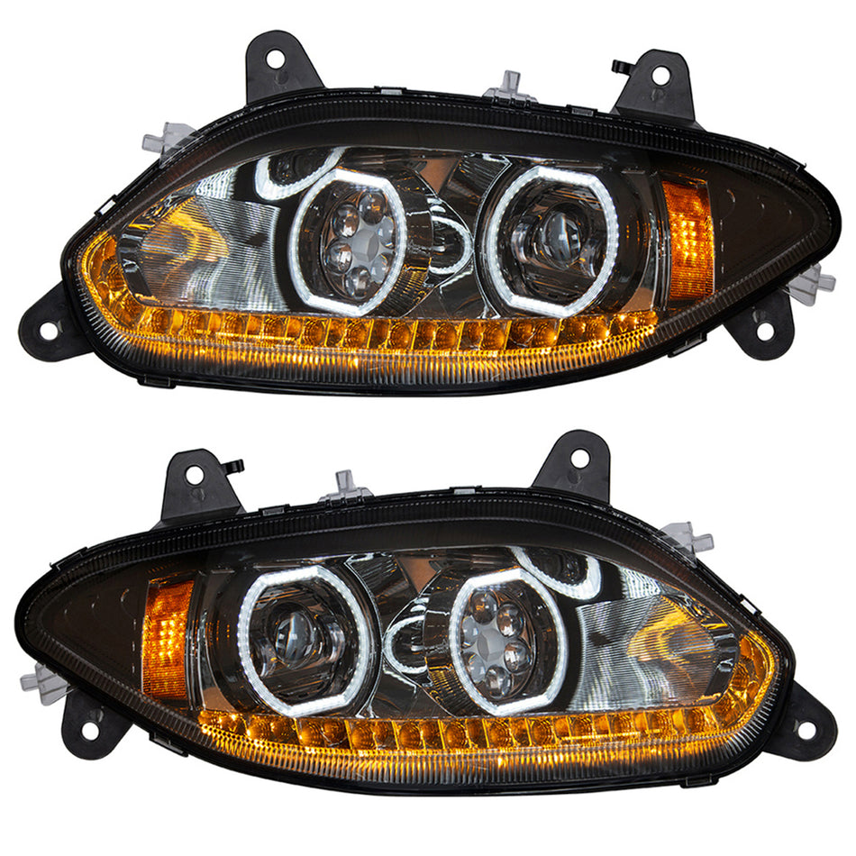 United Pacific - Black 17 LED Headlight For 2018-2024 International LT (Driver or Passenger Side)