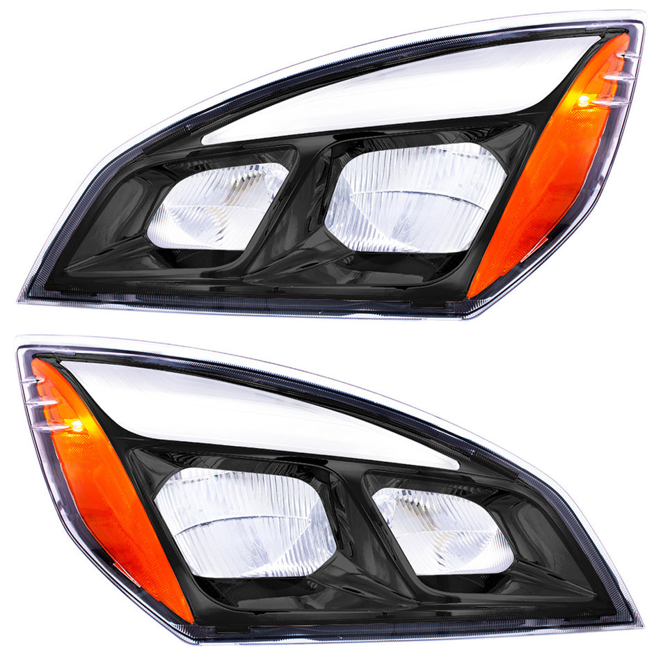 United Pacific - Black LED Headlight For 2018-2024 Freightliner Cascadia (Driver or Passenger Side)