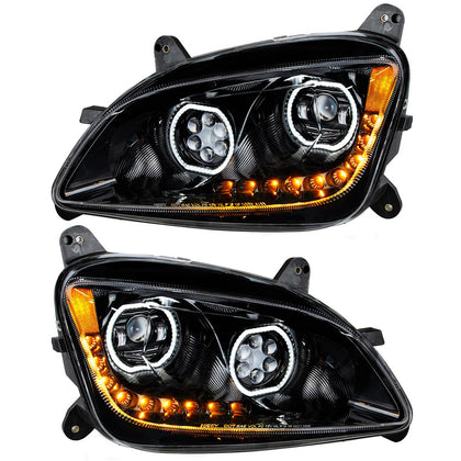 Black 10 LED Headlight For Peterbilt 587 (2010-2016) & 579 (2012-2021) (Driver or Passenger Side)