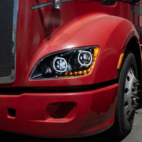 Black 10 LED Headlight For Peterbilt 587 (2010-2016) & 579 (2012-2021) (Driver or Passenger Side)