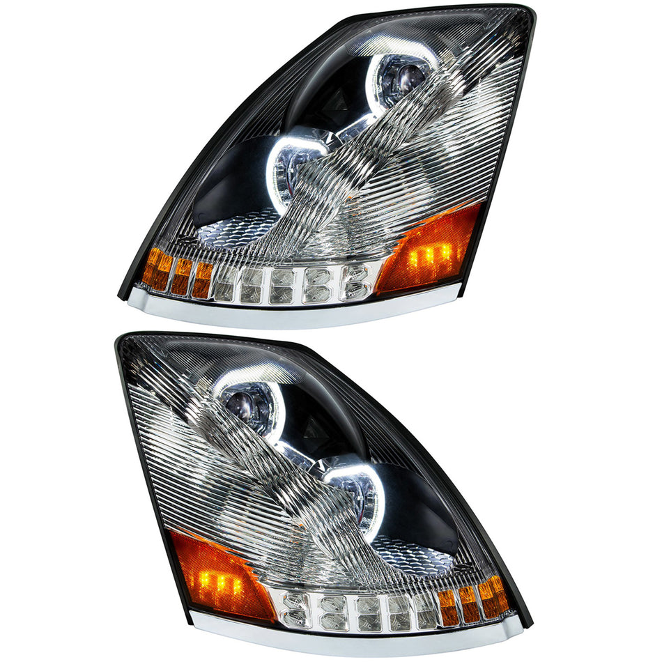 United Pacific - Chrome 10 LED Headlight For 2003-2017 Volvo VN/VNL (Driver or Passenger Side)