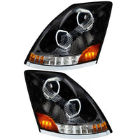 United Pacific - Black 10 LED Headlight For 2003-2017 Volvo VN/VNL (Driver or Passenger Side)