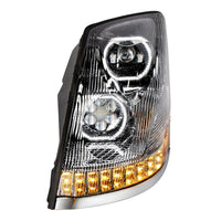 United Pacific - Black 10 LED Headlight For 2003-2017 Volvo VN/VNL (Driver or Passenger Side)