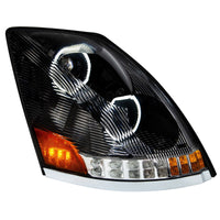 United Pacific - Black 10 LED Headlight For 2003-2017 Volvo VN/VNL (Driver or Passenger Side)
