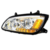 Chrome LED Headlight With LED Turn Signal & LED Position Light Bar For 2008-2017 Kenworth T660 (Driver or Passenger Side)