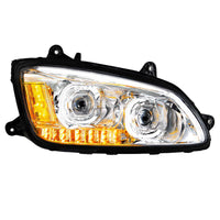 Chrome LED Headlight With LED Turn Signal & LED Position Light Bar For 2008-2017 Kenworth T660 (Driver or Passenger Side)