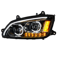 "Blackout" LED Headlight w/ LED Turn Signal & LED Position Light Bar For 2008-2017 Kenworth T660 (Driver or Passenger Side)