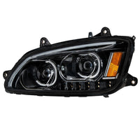 "Blackout" LED Headlight w/ LED Turn Signal & LED Position Light Bar For 2008-2017 Kenworth T660 (Driver or Passenger Side)