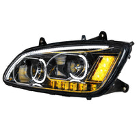 "Blackout" LED Headlight w/ LED Turn Signal & LED Position Light Bar For 2008-2017 Kenworth T660 (Driver or Passenger Side)