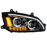 "Blackout" LED Headlight w/ LED Turn Signal & LED Position Light Bar For 2008-2017 Kenworth T660 (Driver or Passenger Side)