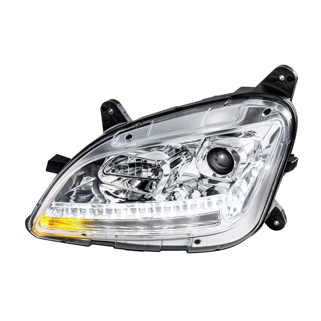Chrome Projection Headlight With LED Sequential Turn and DRL For 2012-2021 Peterbilt 579 (Driver or Passenger Side)