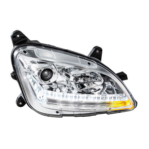 Chrome Projection Headlight With LED Sequential Turn and DRL For 2012-2021 Peterbilt 579 (Driver or Passenger Side)