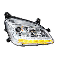 Chrome Projection Headlight With LED Sequential Turn and DRL For 2012-2021 Peterbilt 579 (Driver or Passenger Side)