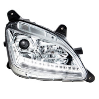 Chrome Projection Headlight With LED Sequential Turn and DRL For 2012-2021 Peterbilt 579 (Driver or Passenger Side)