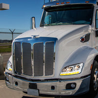 Chrome Projection Headlight With LED Sequential Turn and DRL For 2012-2021 Peterbilt 579 (Driver or Passenger Side)