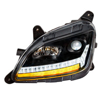 "Blackout" Projection Headlight With LED Sequential Turn & DRL For 2012-2021 Peterbilt 579 (Driver or Passenger Side)