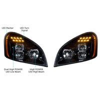 United Pacific - "Blackout" LED Headlight Set For 2008-2017 Freightliner Cascadia (Pair)