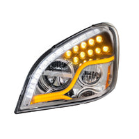 High Power LED Chrome Headlight w/ LED DRL & LED Turn Signal For 2008-2017 FL Cascadia (Driver or Passenger Side)