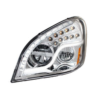 High Power LED Chrome Headlight w/ LED DRL & LED Turn Signal For 2008-2017 FL Cascadia (Driver or Passenger Side)