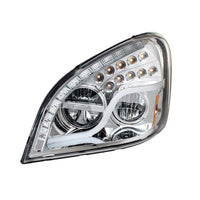 High Power LED Chrome Headlight w/ LED DRL & LED Turn Signal For 2008-2017 FL Cascadia (Driver or Passenger Side)