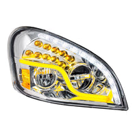 High Power LED Chrome Headlight w/ LED DRL & LED Turn Signal For 2008-2017 FL Cascadia (Driver or Passenger Side)