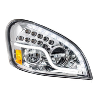 High Power LED Chrome Headlight w/ LED DRL & LED Turn Signal For 2008-2017 FL Cascadia (Driver or Passenger Side)