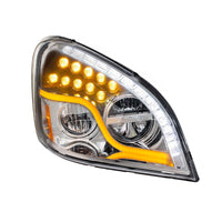 High Power LED Chrome Headlight w/ LED DRL & LED Turn Signal For 2008-2017 FL Cascadia (Driver or Passenger Side)