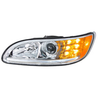 Chrome Projection Headlight w/ LED Turn & Position Light for 2005-2015 Peterbilt 386 (Driver or Passenger Side)