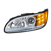 Chrome Projection Headlight w/ LED Turn & Position Light for 2005-2015 Peterbilt 386 (Driver or Passenger Side)