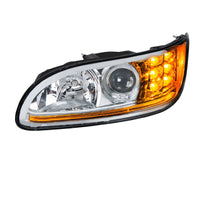 Chrome Projection Headlight w/ LED Turn & Position Light for 2005-2015 Peterbilt 386 (Driver or Passenger Side)