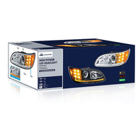 Chrome Projection Headlight w/ LED Turn & Position Light for 2005-2015 Peterbilt 386 (Driver or Passenger Side)