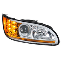 Chrome Projection Headlight w/ LED Turn & Position Light for 2005-2015 Peterbilt 386 (Driver or Passenger Side)