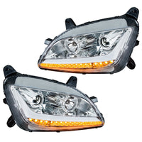 Chrome Projection Headlight With LED Position Light & Signal For 2012-2021 Peterbilt 579 (Driver or Passenger Side)