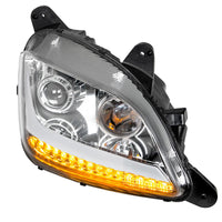 Chrome Projection Headlight With LED Position Light & Signal For 2012-2021 Peterbilt 579 (Driver or Passenger Side)